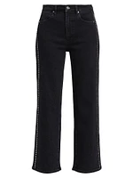 Le Sleek Straight Studded Jeans