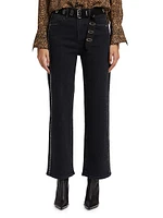 Le Sleek Straight Studded Jeans