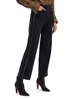 Le Sleek Straight Studded Jeans