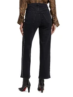 Le Sleek Straight Studded Jeans