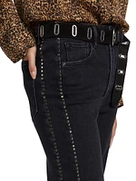 Le Sleek Straight Studded Jeans
