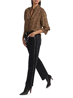 Le Sleek Straight Studded Jeans