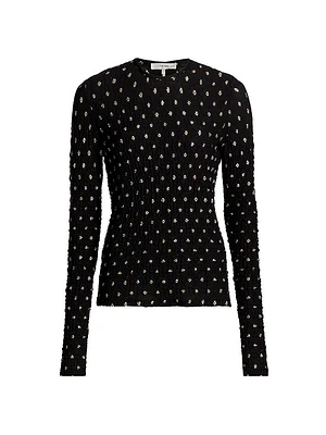Dotted Stretch Mesh Top