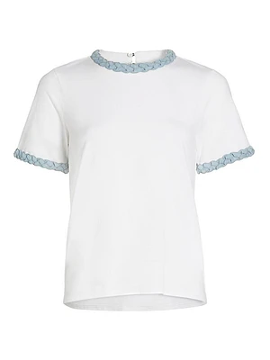 Braided Denim Stretch-Cotton T-Shirt