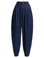 The Tapered Pleated Denim Trousers