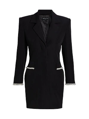 Stellina Faux-Pearl-Embellished Crepe Blazer Minidress