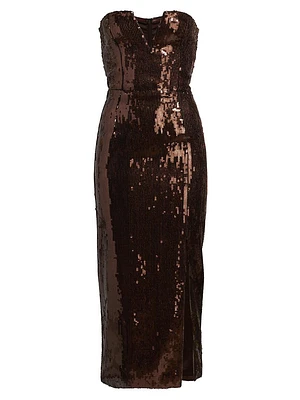 Blaine Sequined Strapless Midi-Dress
