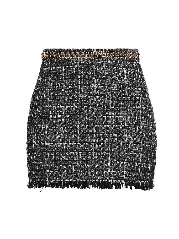 Stella Chain-Embellished Tweed Miniskirt