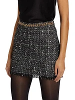 Stella Chain-Embellished Tweed Miniskirt
