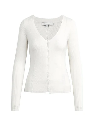 Serena Merino Wool Rib-Knit Cardigan