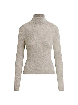 Amelia Wool Rib-Knit Turtleneck Top
