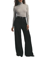 Amelia Wool Rib-Knit Turtleneck Top