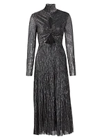 Nalani Metallic Pleated Cut Out Midi-Dress