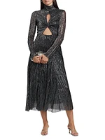Nalani Metallic Pleated Cut Out Midi-Dress