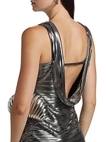 Emberly Metallic Plissé Sleeveless Minidress