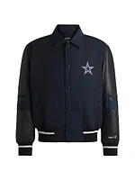 BOSS x NFL Mixed-Material Jacket with Faux-Leather Sleeves