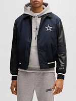 BOSS x NFL Mixed-Material Jacket with Faux-Leather Sleeves