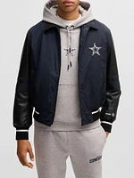 BOSS x NFL Mixed-Material Jacket with Faux-Leather Sleeves