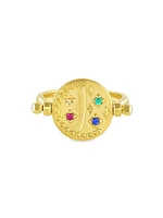 Symbology 18K Yellow Gold & Multi-Gemstone Yak Coin Swivel Ring