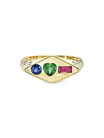 The Poets Zan 2.0 18K Yellow Gold & Multi-Gemstone Signet Ring