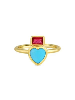 Tillya Tepe 18K Yellow Gold, Turquoise & Ruby Ring