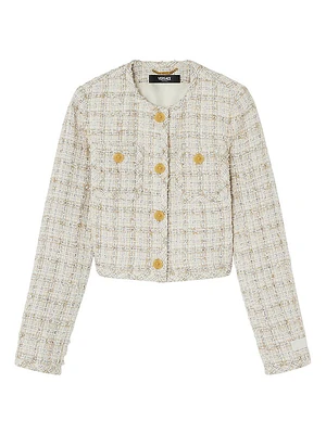 Cotton-Blend Tweed Boxy Jacket