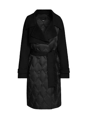 Zoe Quilted Double-Breasted Trench Coat