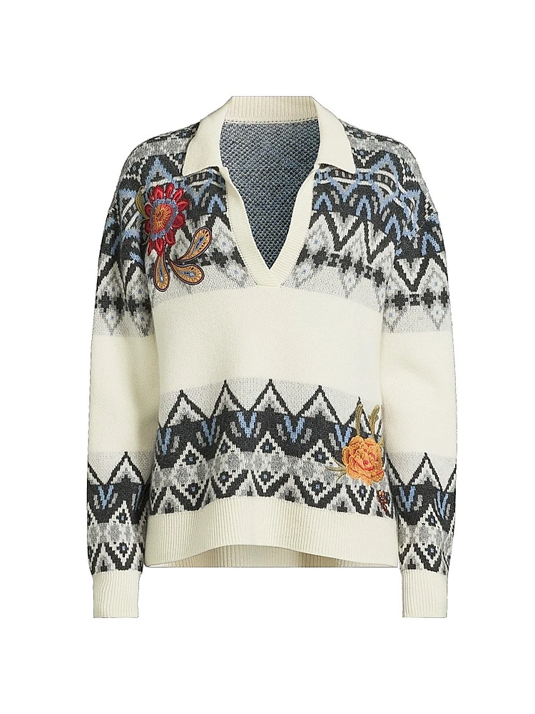 The Fair Isle-Inspired Wool-Cashmere Polo Sweater