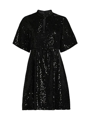 Eve Sequined Short-Sleeve Minidress