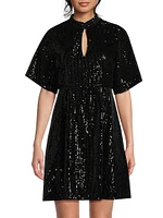 Eve Sequined Short-Sleeve Minidress