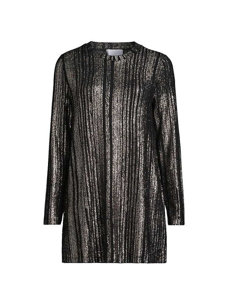 Jenna Metallic Rib-Knit Crewneck Tunic