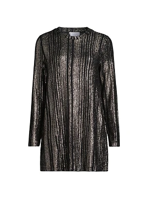 Jenna Metallic Rib-Knit Crewneck Tunic