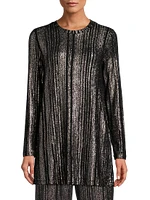 Jenna Metallic Rib-Knit Crewneck Tunic