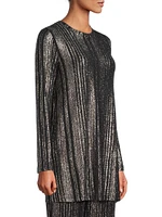 Jenna Metallic Rib-Knit Crewneck Tunic
