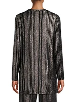 Jenna Metallic Rib-Knit Crewneck Tunic