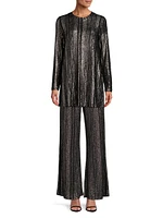 Jenna Metallic Rib-Knit Crewneck Tunic