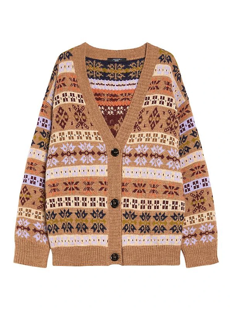 Eccelso Intarsia-Knit V-Neck Cardigan