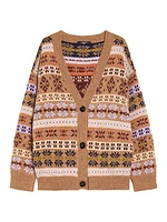 Eccelso Intarsia-Knit V-Neck Cardigan