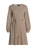 Vetta Houndstooth Jersey Belted Minidress