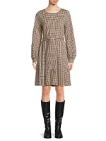 Vetta Houndstooth Jersey Belted Minidress