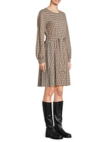 Vetta Houndstooth Jersey Belted Minidress