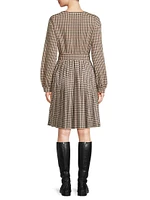 Vetta Houndstooth Jersey Belted Minidress