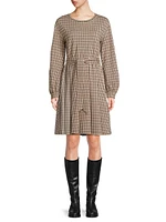 Vetta Houndstooth Jersey Belted Minidress