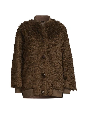 Agiate Faux-Shearling Button-Front Coat