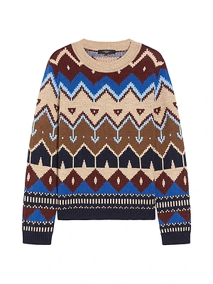 Paride Geometric Intarsia-Knit Crewneck Sweater