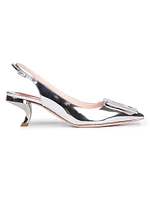 Virgule 55MM Metallic Leather Slingback Pumps