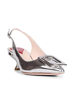 Virgule 55MM Metallic Leather Slingback Pumps