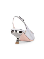 Virgule 55MM Metallic Leather Slingback Pumps