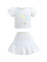 Baby & Little Girl's Balloon Embroidered Skirt Outfit