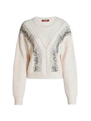 Lessy Embellished Rib-Knit Wool Sweater